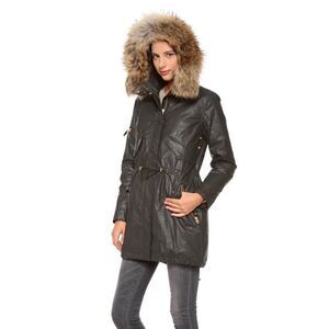 SAM. Hudson Parka Olive with Real Raccoon Fur Trim | Size Small